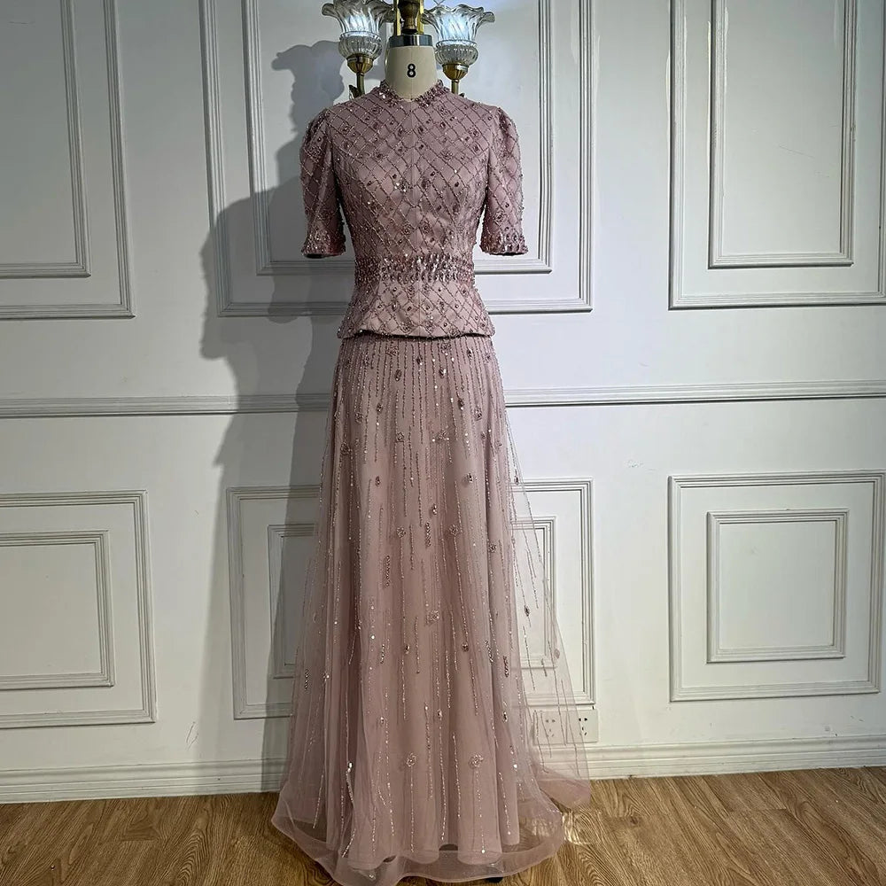 Luxury Designer Arabic Pink Evening Dress LA72955