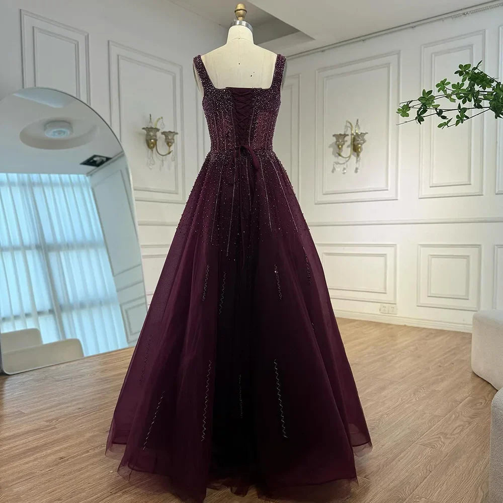 Purple Luxury Square Evening Dresses Arabic Gowns For Party Prom Dress Party LA72857