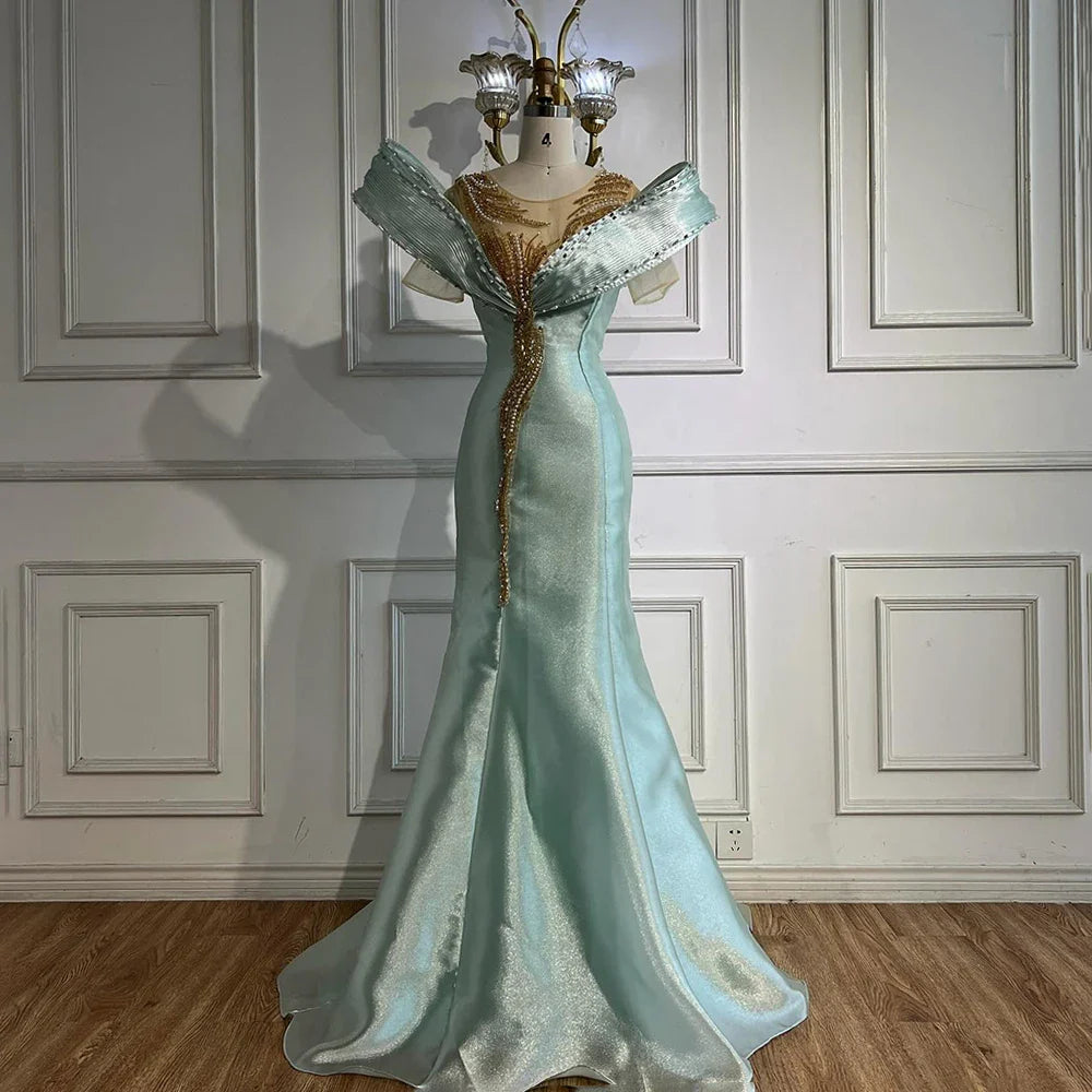 Luxury Designer Mermaid Satin Lilac Evening Dresses Gowns For Party LA72902