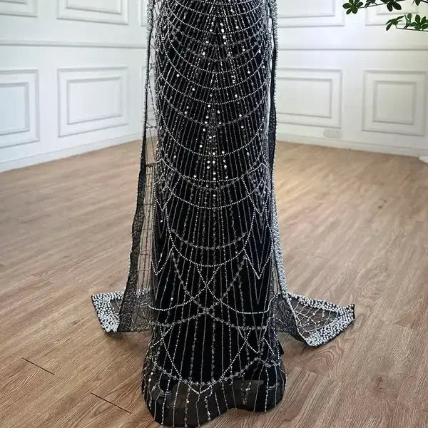Luxury Beaded Gown With Cape Sleeves LA72160A