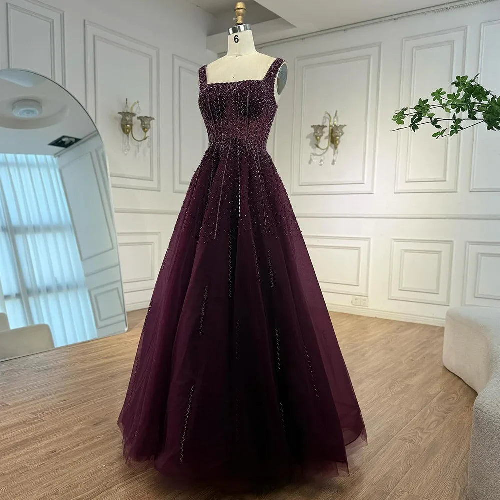 Purple Luxury Square Evening Dresses Arabic Gowns For Party Prom Dress Party LA72857
