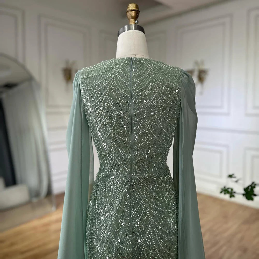 Luxury Beaded Gown With Cape Sleeves LA72160A