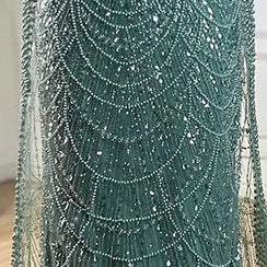 Luxury Arabic Mermaid Evening Dress with Cape Sleeves Plus SizeLA72590A