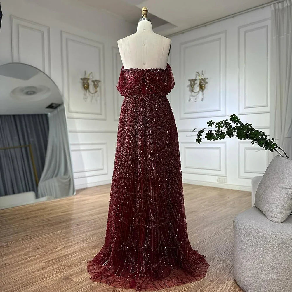 Luxury Nude A-Line Evening Gown with Pearl Beading LA72738A