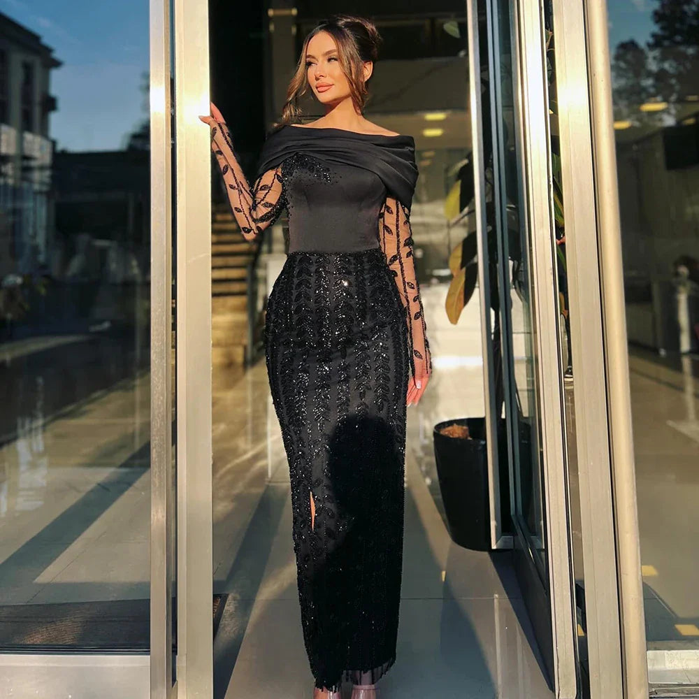 Luxury Designer Black Evening Dress LA72969