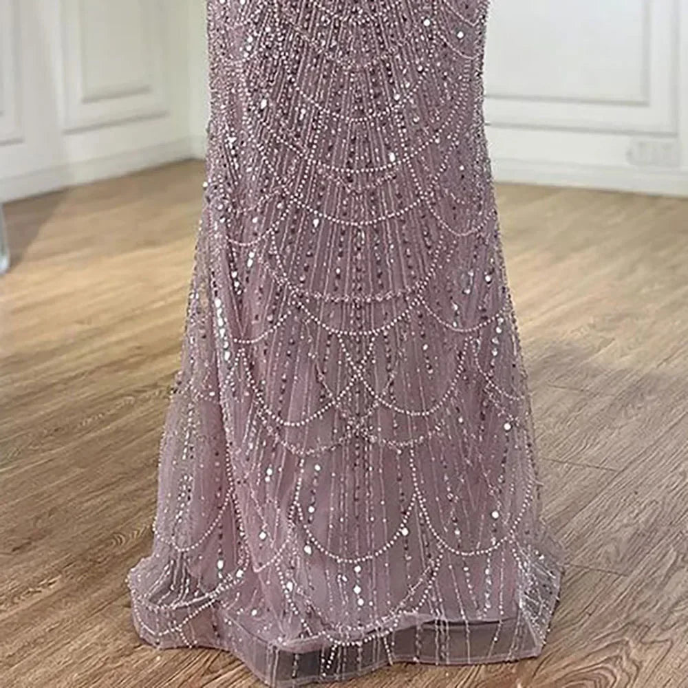 Luxury Beaded Gown With Cape Sleeves LA72160A
