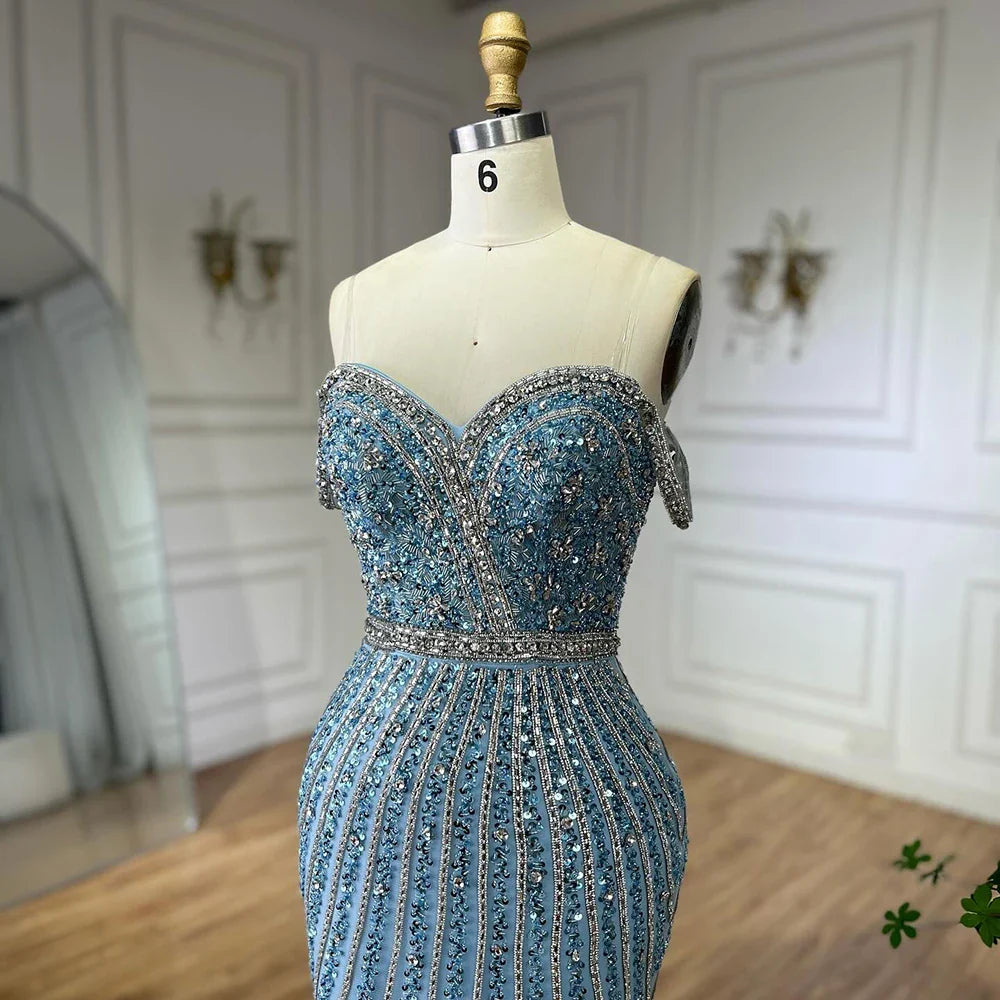 Luxury Dubai Caramel Spaghetti Strap Mermaid Gown Feathers Beaded Luxury Saudi Evening Dress for Formal Occasion LA72715
