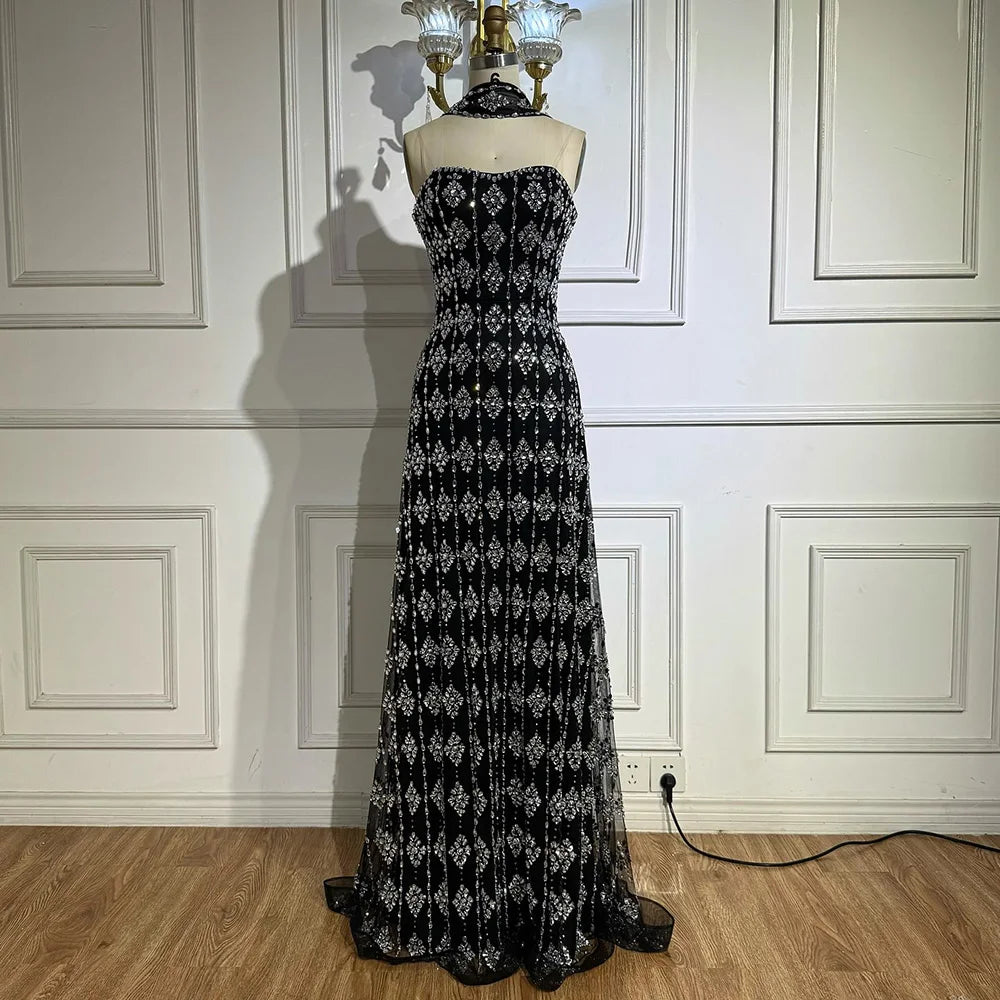 Luxury Nude Beaded Mermaid Evening Dress for Occasion Saudi LA72871