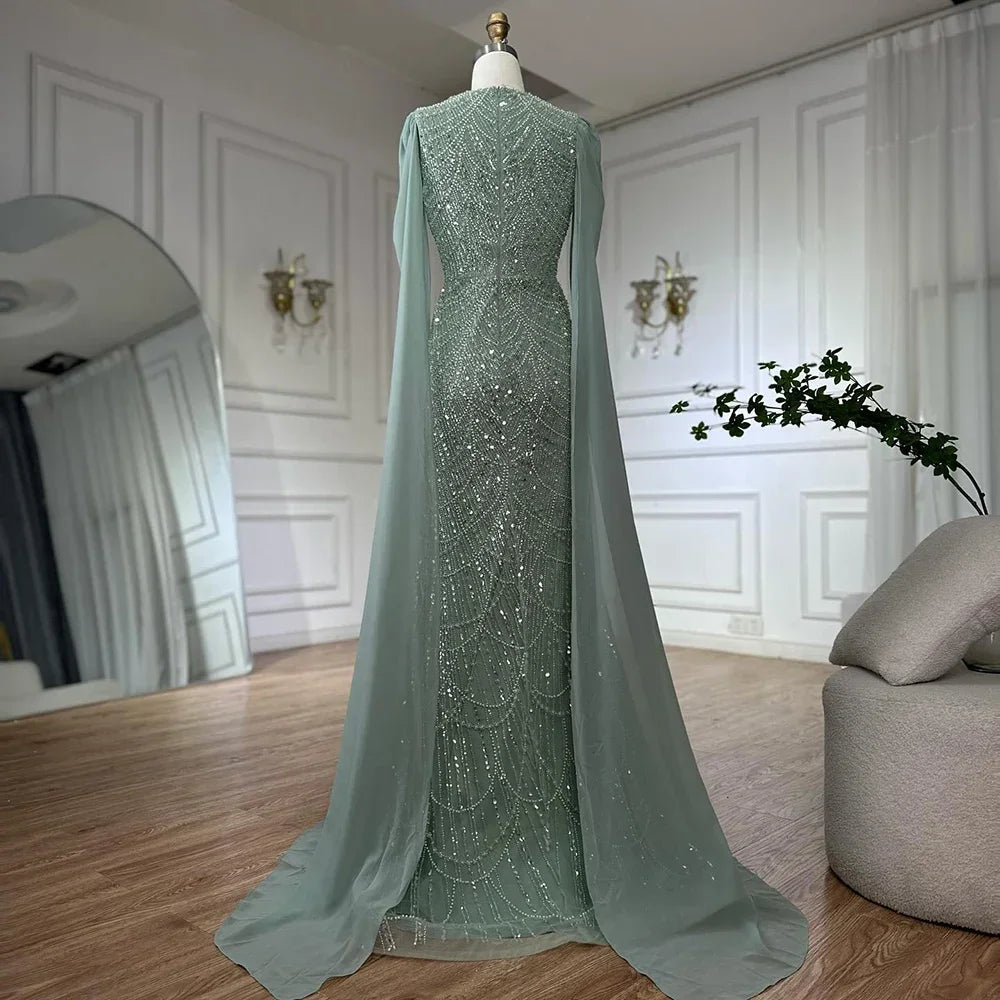 Luxury Beaded Gown With Cape Sleeves LA72160A