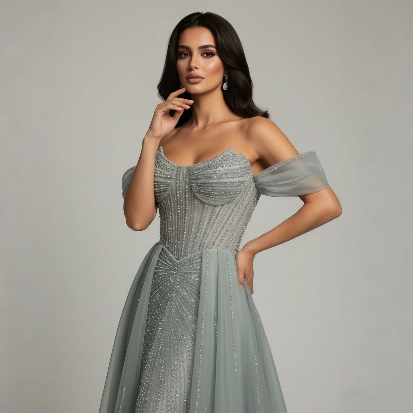 Serene Hill Arabic Luxury Beaded Mermaid Evening Dresses LA73454