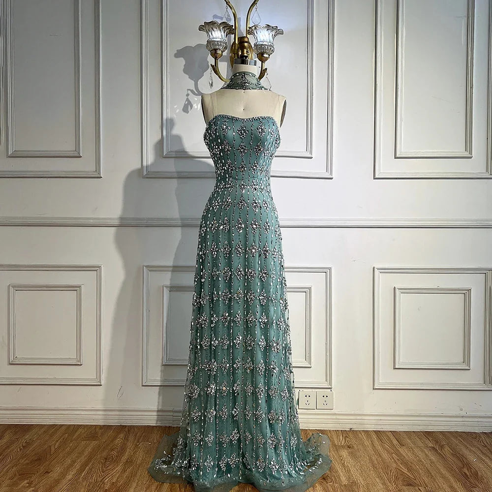 Luxury Nude Beaded Mermaid Evening Dress for Occasion Saudi LA72871