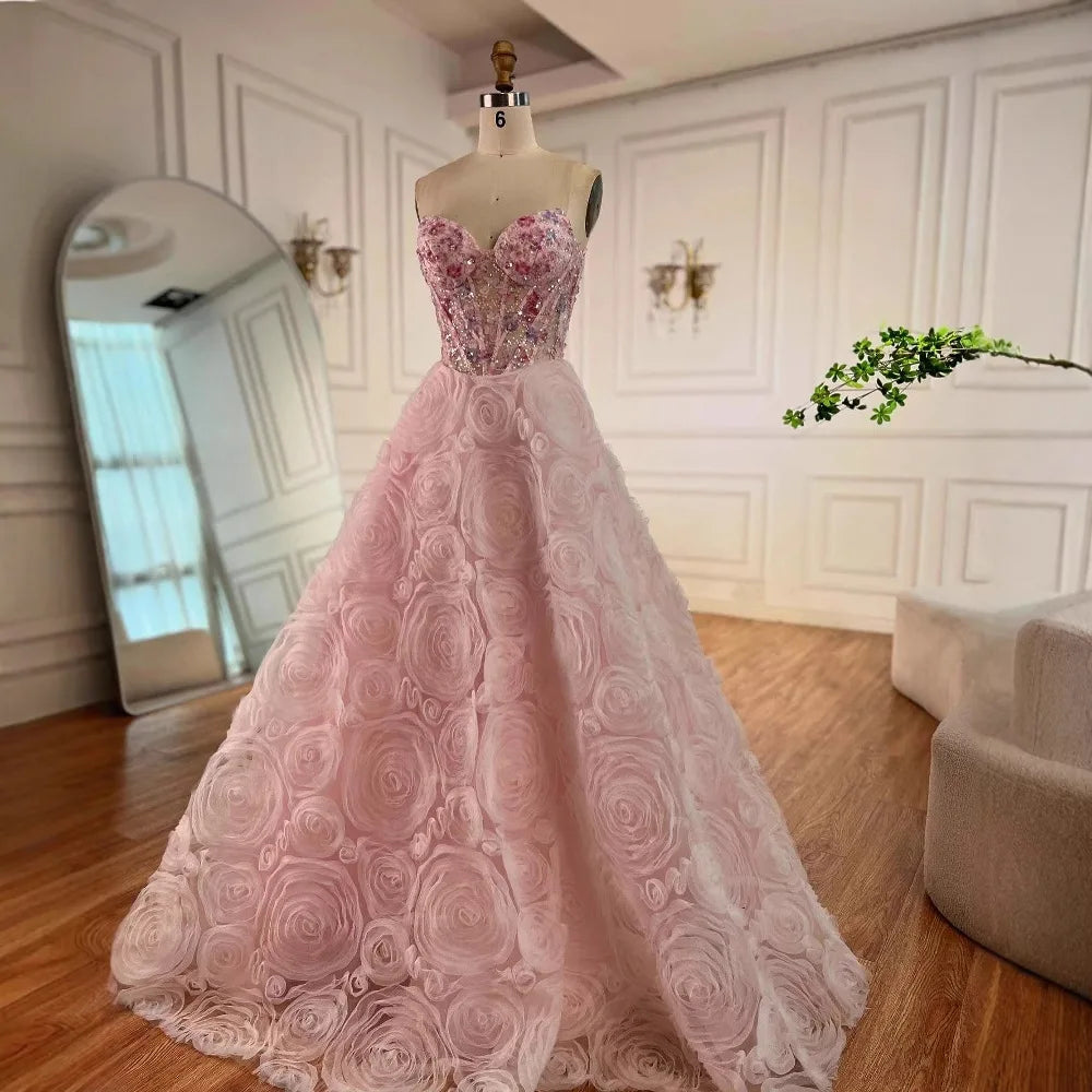 Luxury Floral Pink Prom Dress 2025 Serene Hill LA72961