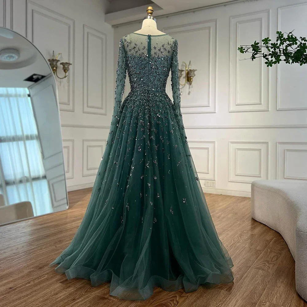 Luxury Beaded Evening Dress With Cape Sleeves LA72965
