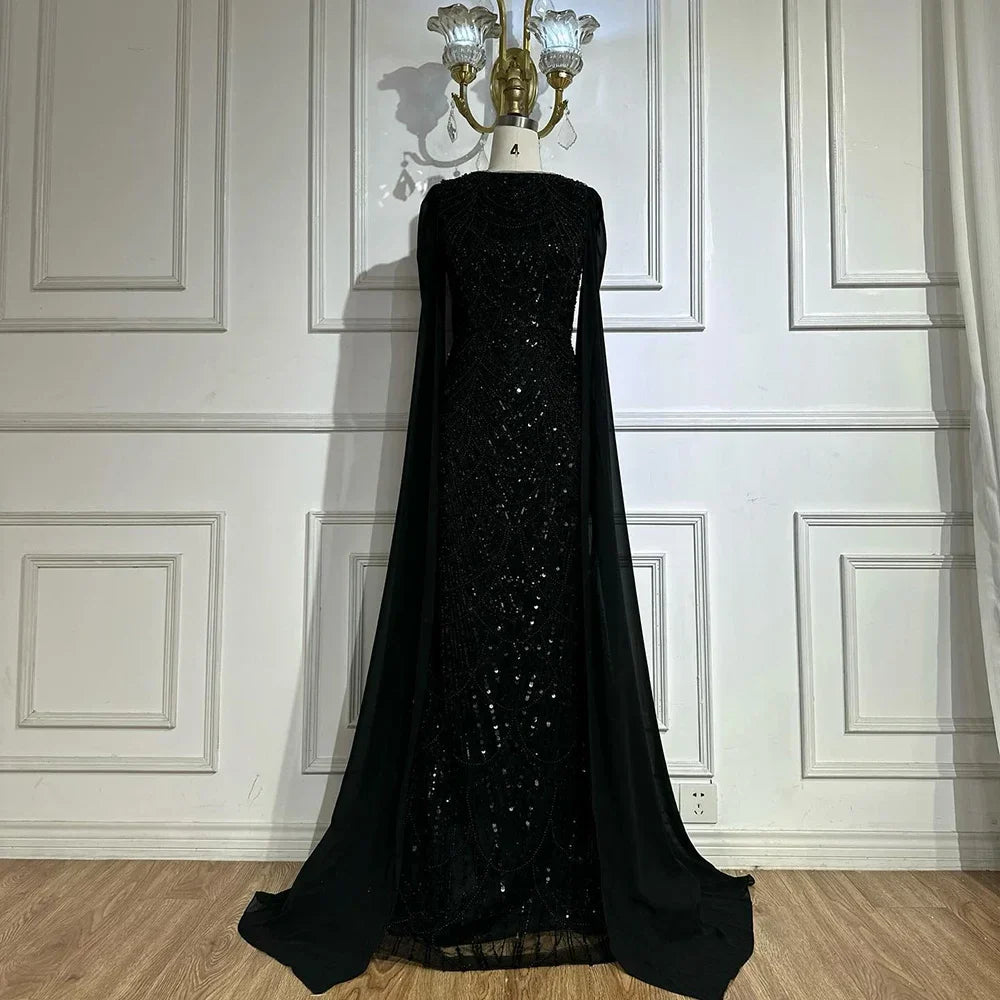 Luxury Beaded Gown With Cape Sleeves LA72160A