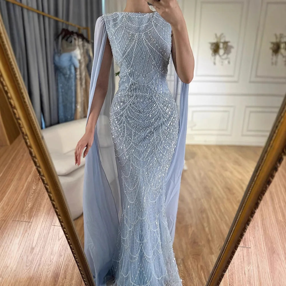 Luxury Beaded Gown With Cape Sleeves LA72160A