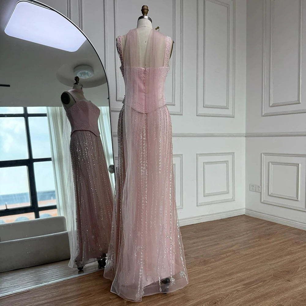 Glamorous Strapless Mermaid Evening Dress with Pearls LA73070