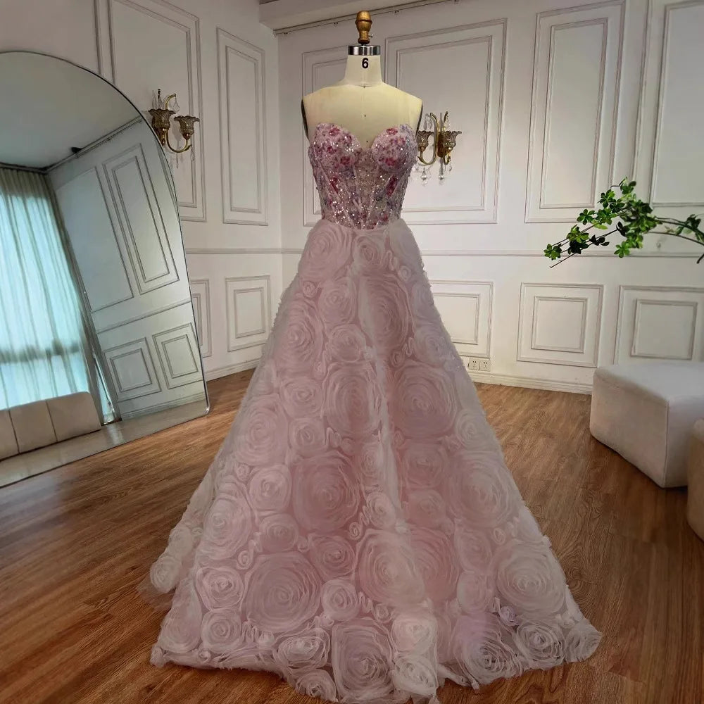 Luxury Floral Pink Prom Dress 2025 Serene Hill LA72961