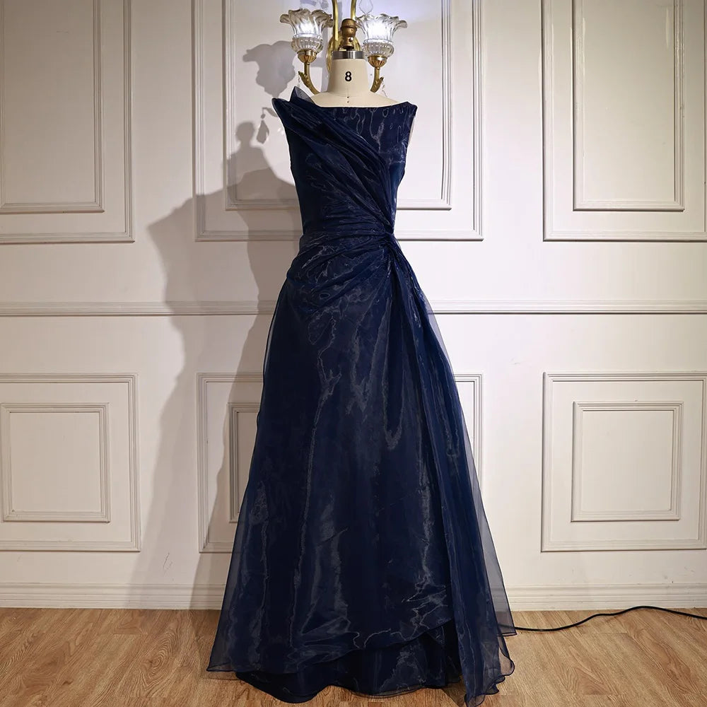 Burgundy Elegant A-Line Evening Dress with Draped Shoulder LA72944