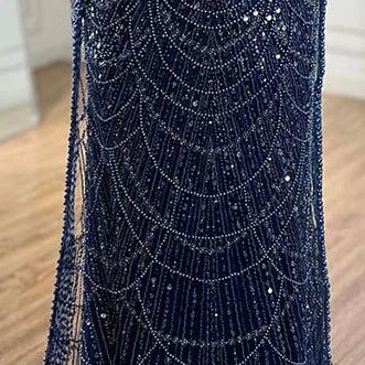 Luxury Arabic Mermaid Evening Dress with Cape Sleeves Plus SizeLA72590A
