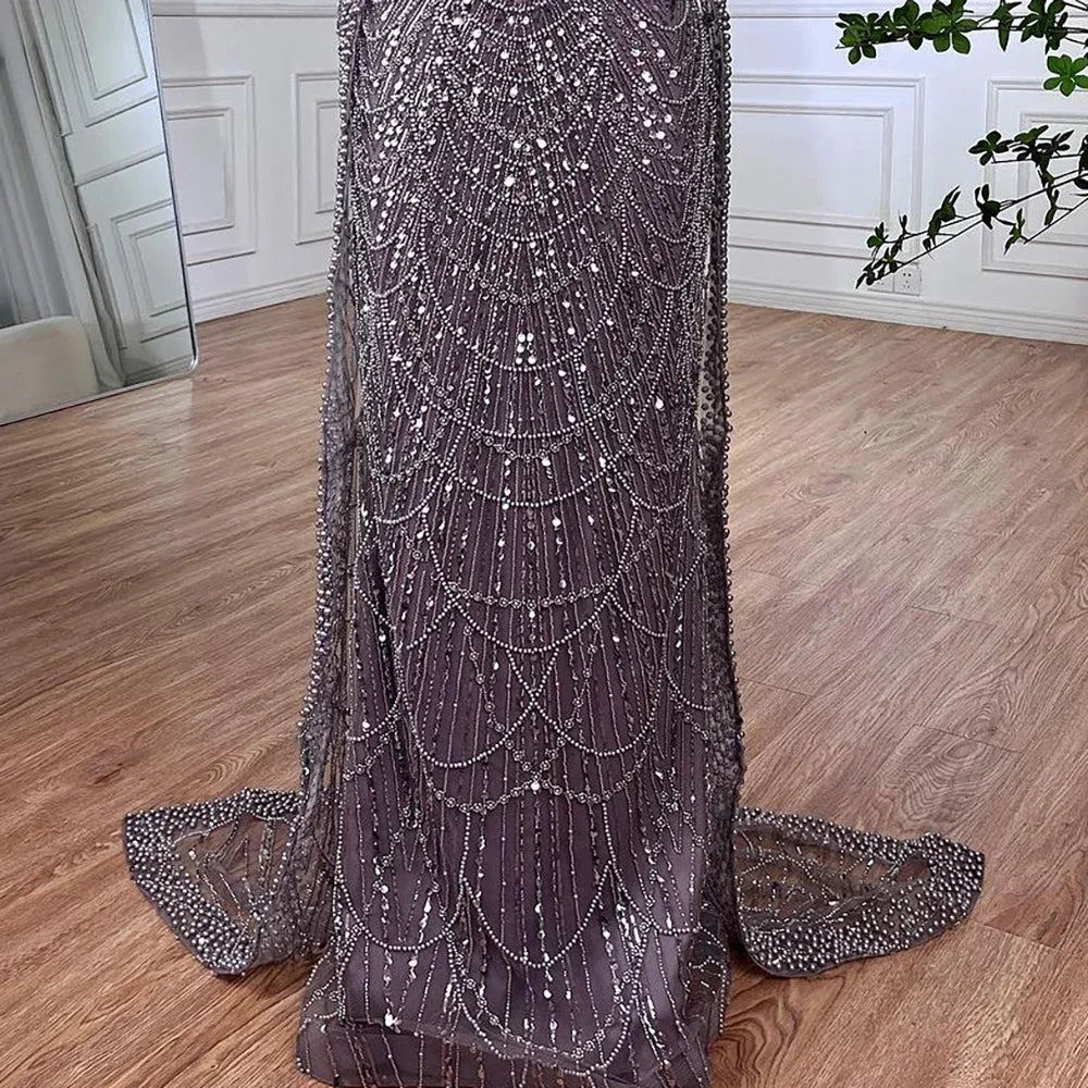 Luxury Beaded Gown With Cape Sleeves LA72160A