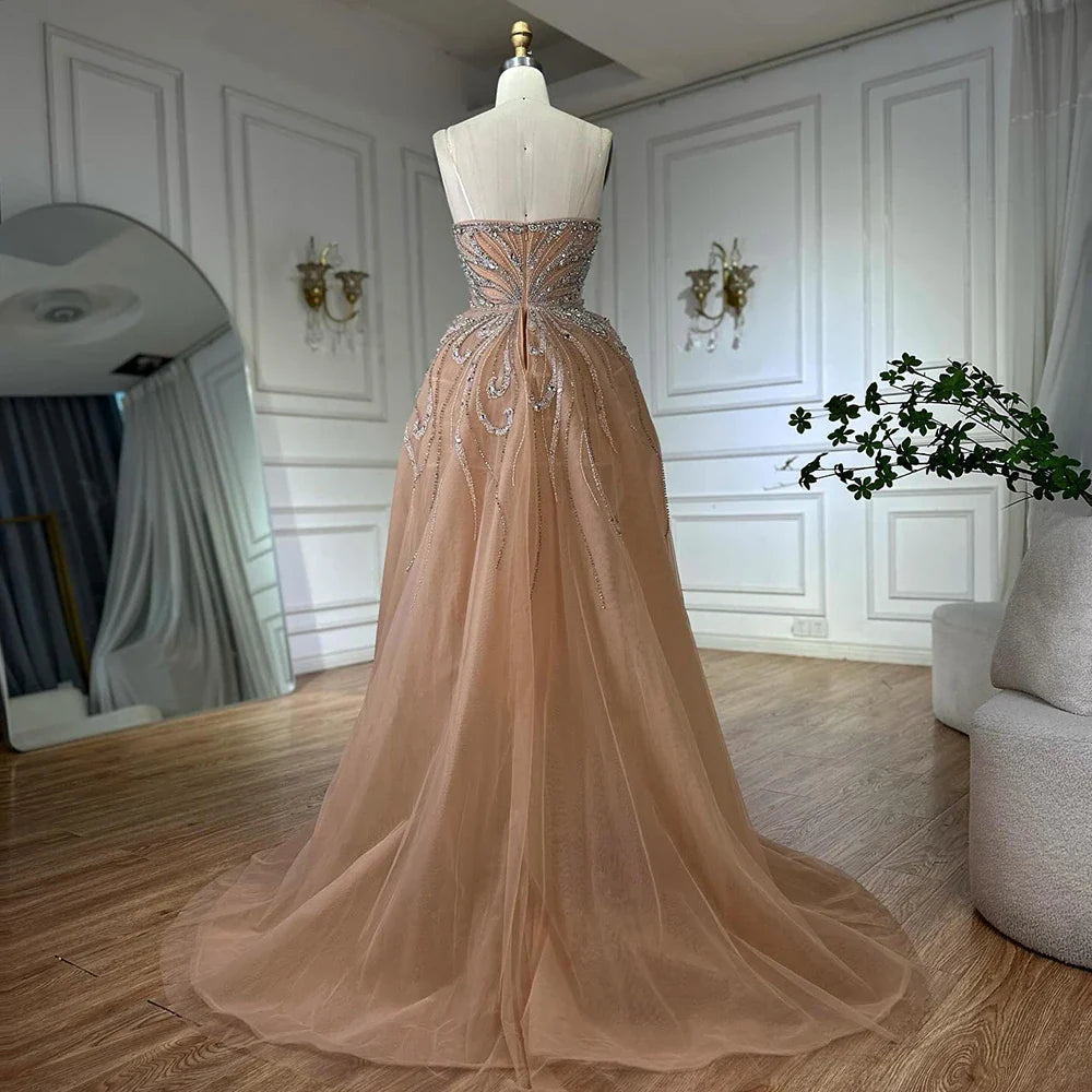 Luxury Turquoise Mermaid Evening Dress with Overskirt LA72880