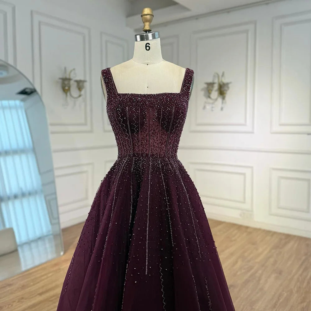 Purple Luxury Square Evening Dresses Arabic Gowns For Party Prom Dress Party LA72857
