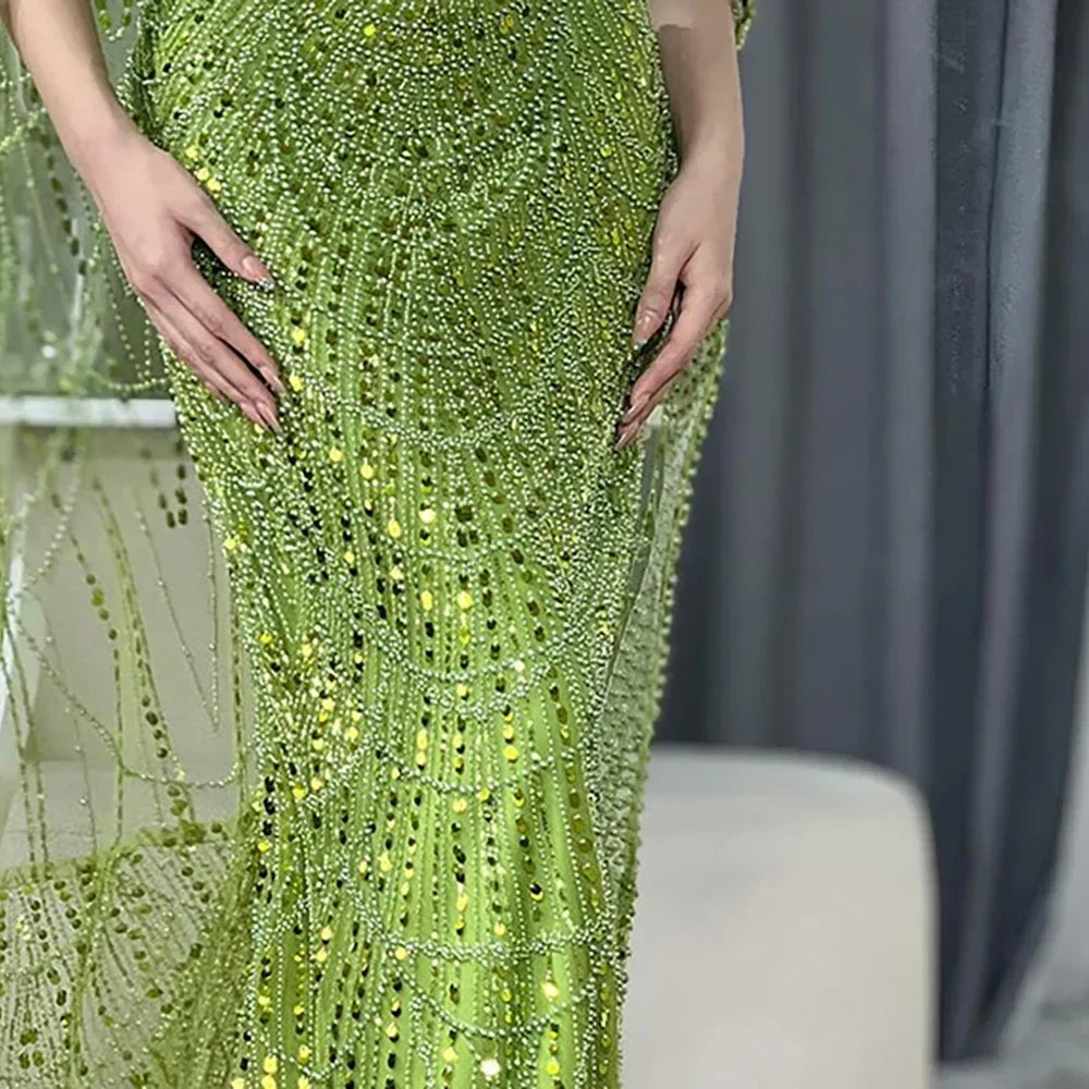 Luxury Beaded Gown With Cape Sleeves LA72160A