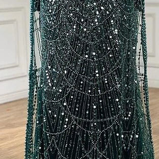Luxury Arabic Mermaid Evening Dress with Cape Sleeves Plus SizeLA72590A