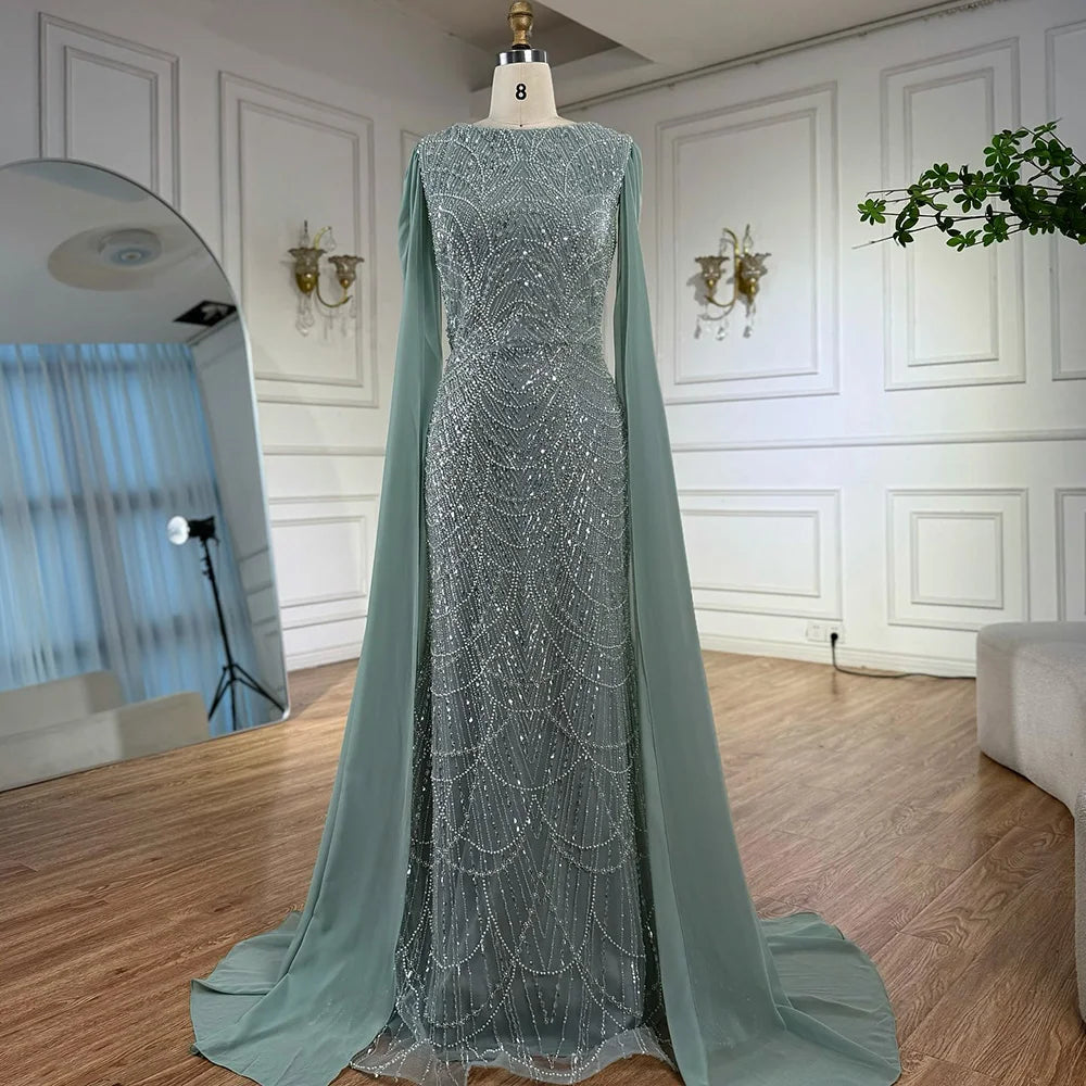 Luxury Beaded Gown With Cape Sleeves LA72160A