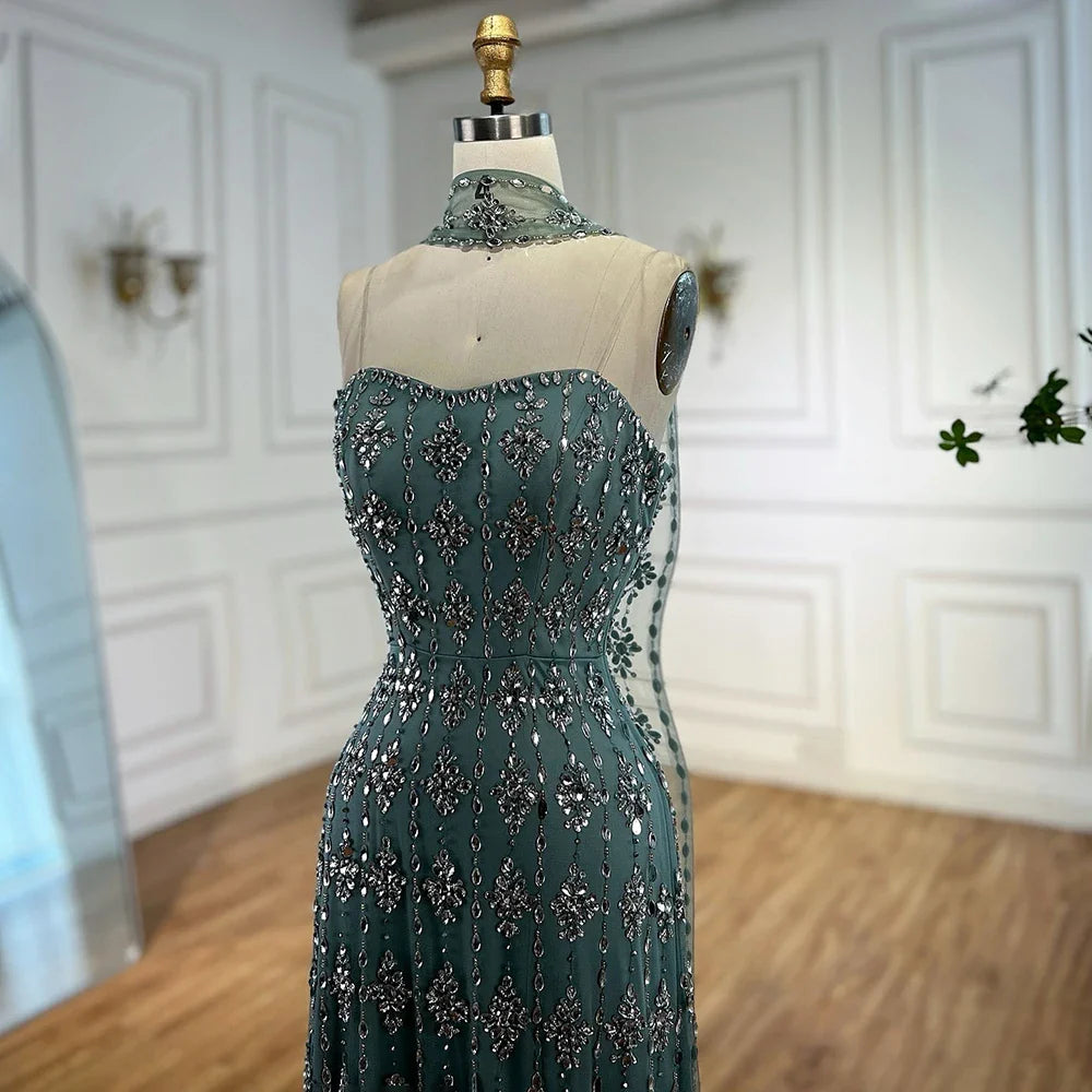 Luxury Nude Beaded Mermaid Evening Dress for Occasion Saudi LA72871