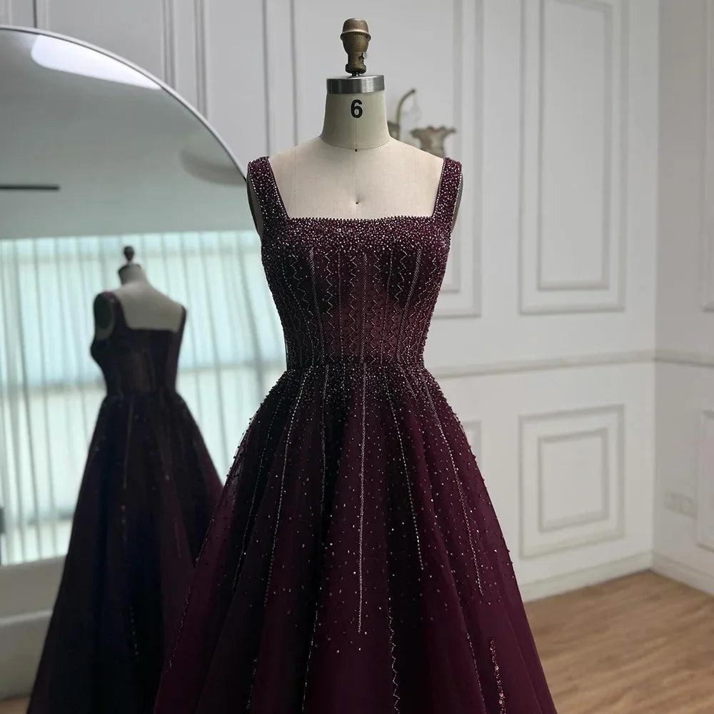Purple Luxury Square Evening Dresses Arabic Gowns For Party Prom Dress Party LA72857