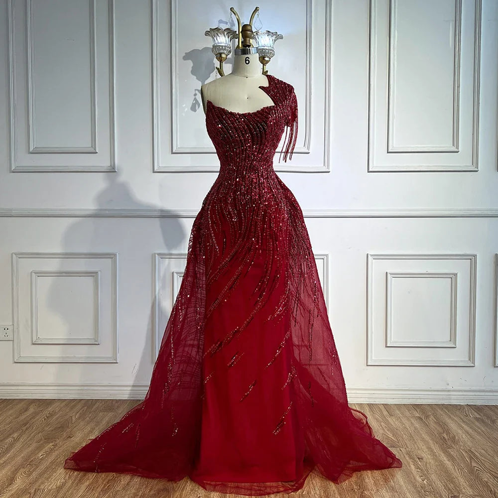 Luxury Green Evening Dress with Overskirt LA72979
