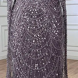 Luxury Arabic Mermaid Evening Dress with Cape Sleeves Plus SizeLA72590A