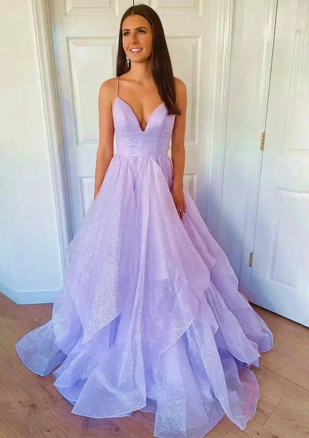 Serene Hill Arabic Lilac Elegant Spaghetti Strap Backless A-Line Prom Dress for Women | Wedding Party LA72676