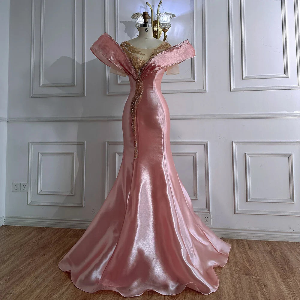 Luxury Designer Mermaid Satin Lilac Evening Dresses Gowns For Party LA72902
