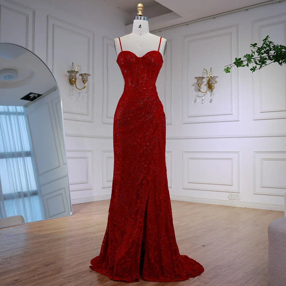 Elegant Red Prom Dress with Slit LA72998