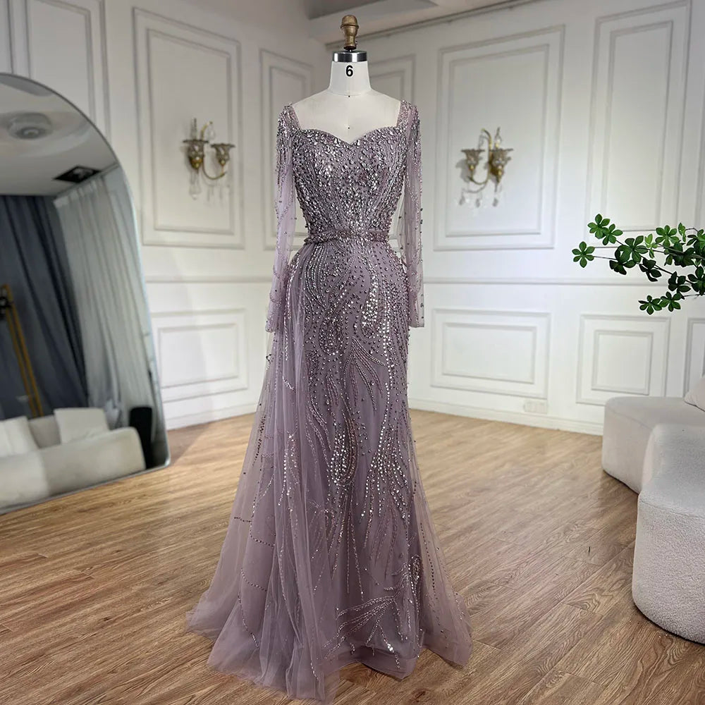 Muslim Pink Elegant Mermaid Gowns with Long Sleeve LA72441