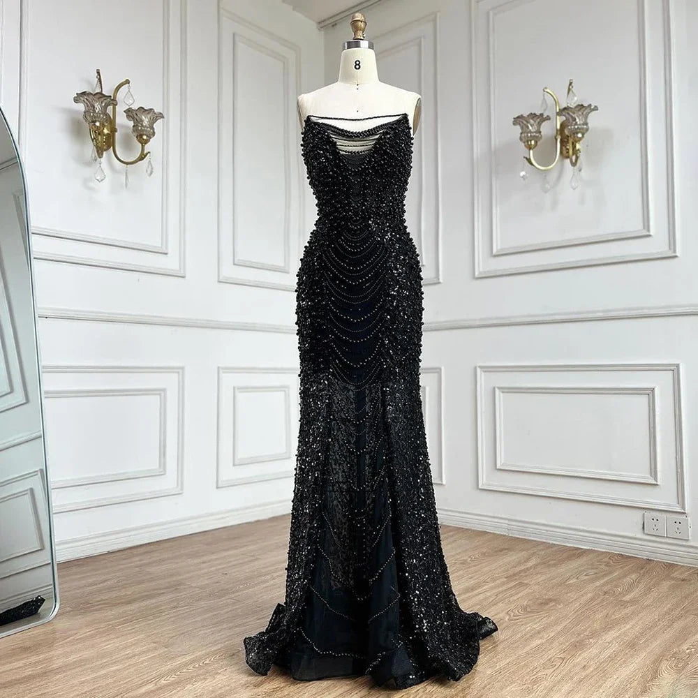 Pearls Purple Mermaid Evening Dress with Cape Sleeves LA72653
