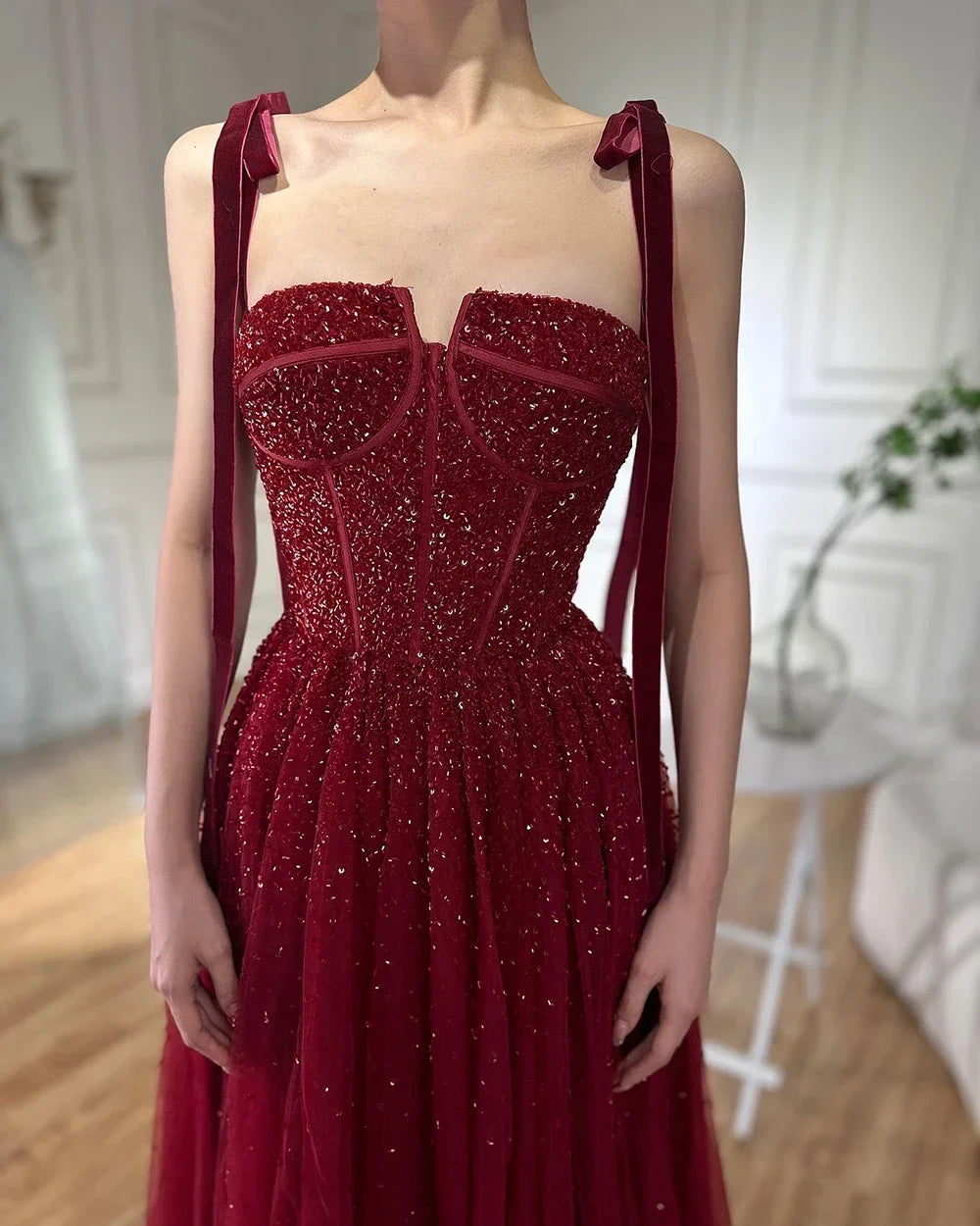 Luxury Wine Red Pink Dubai Evening Dresses LA70600A
