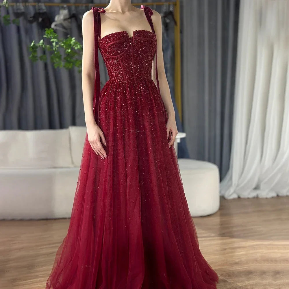 Luxury Wine Red Pink Dubai Evening Dresses LA70600A