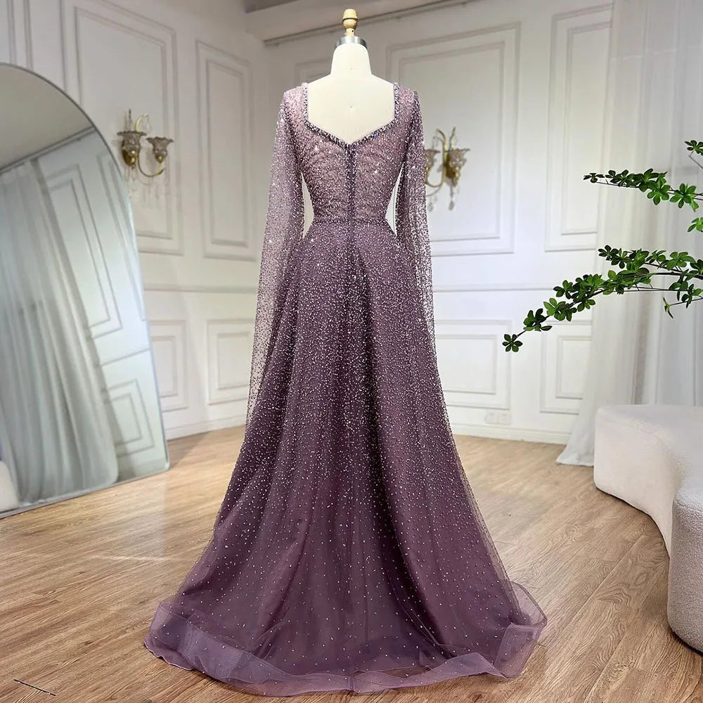 Serene Hill Arabic Caramel A-Line Elegant Luxury Beaded Long Evening Dress for Women - Wedding Party 2025 LA72147