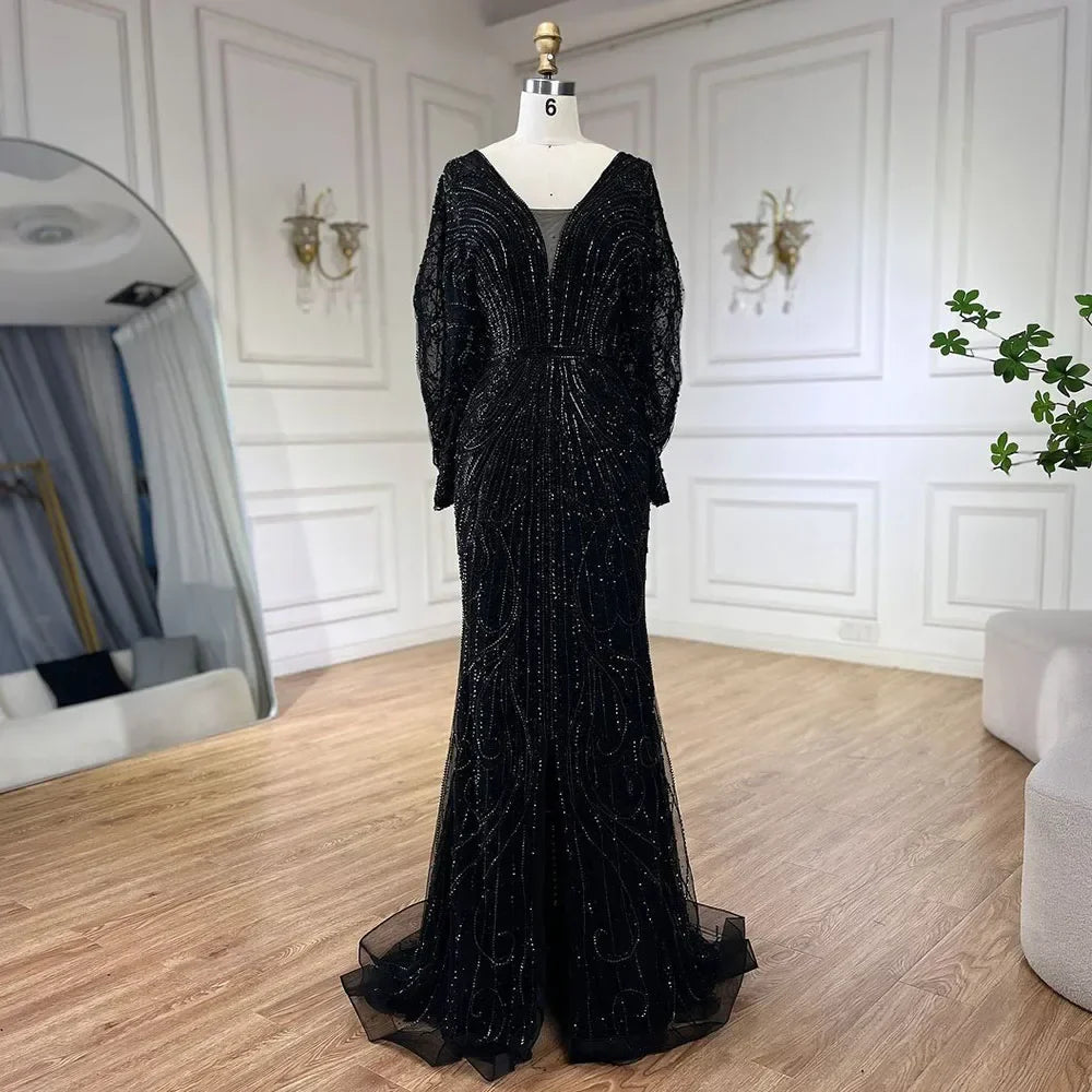 Luxury Arabic Tiffny Mermaid Beaded Evening Dresses Gowns LA72288A