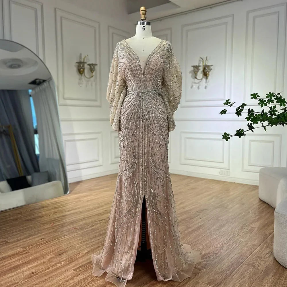 Luxury Arabic Tiffny Mermaid Beaded Evening Dresses Gowns LA72288A