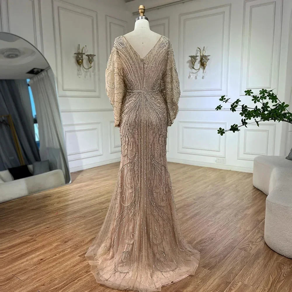 Luxury Arabic Tiffny Mermaid Beaded Evening Dresses Gowns LA72288A