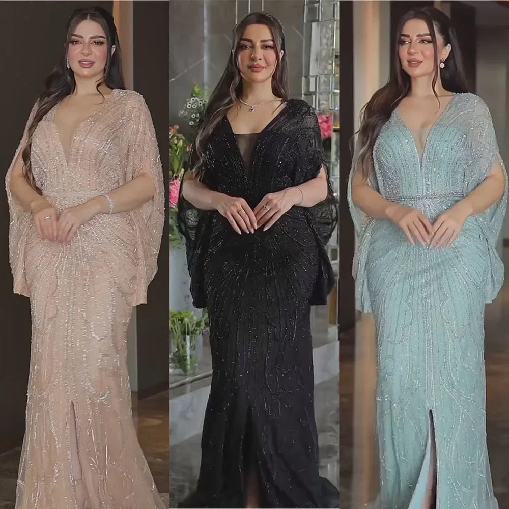 Luxury Arabic Tiffny Mermaid Beaded Evening Dresses Gowns LA72288A