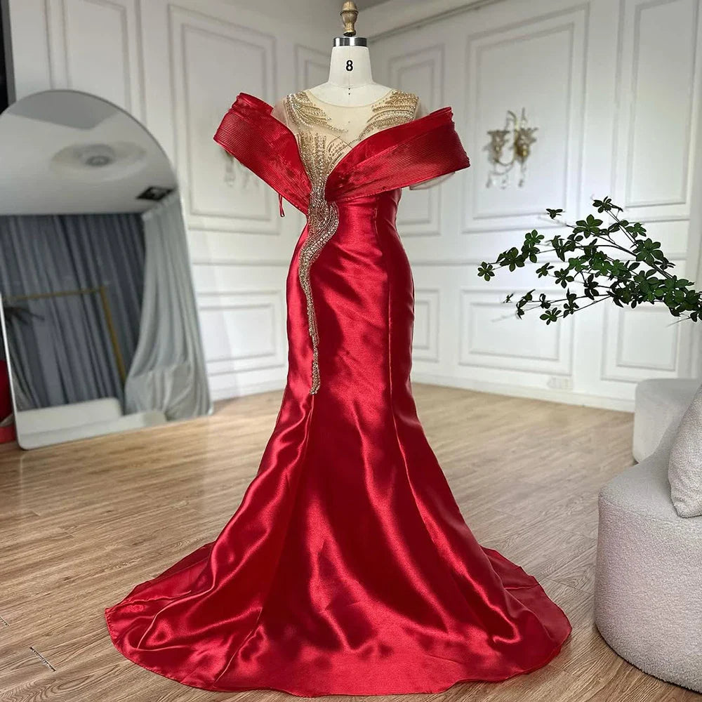 Luxury Designer Mermaid Satin Lilac Evening Dresses Gowns For Party LA72902