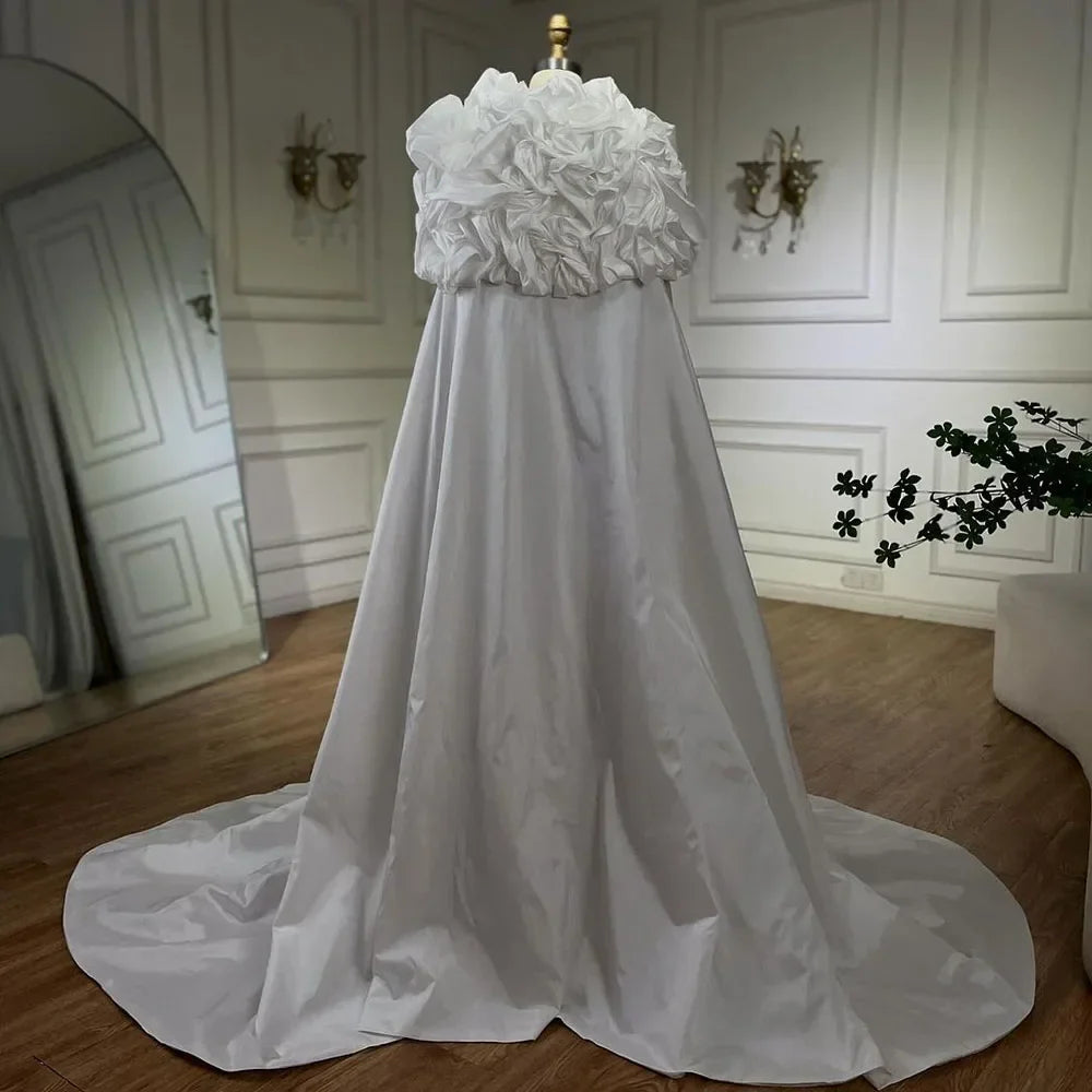 Luxury Dubai Arabia White Nude Pearls Beaded Mermaid Long Cloak Dubai Evening Dress for Formal Occasion LA72091C
