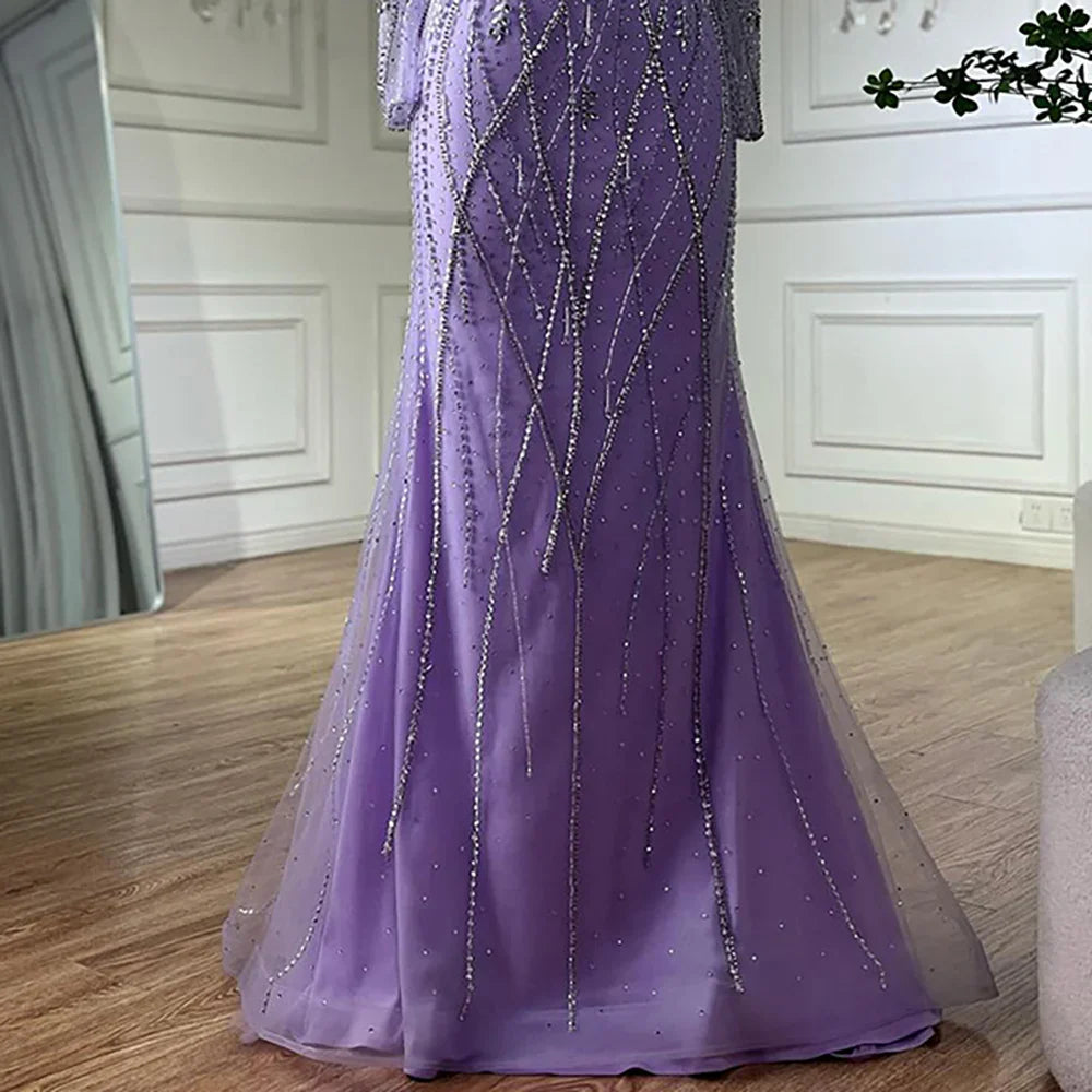 Luxury Dubai Elegant Mermaid Evening Gown Nude Beaded for Formal Occasion Saudi Arabic LA72827
