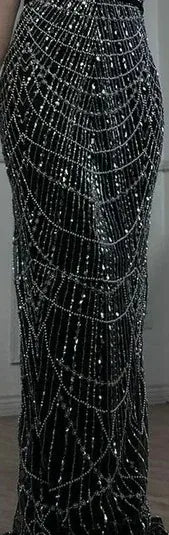 Luxury Dubai Nude Mermaid Arabia Beaded Evening Dress Gown with Detachable Skirt for Formal Occasion LA72243A