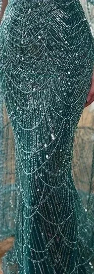 Luxury Dubai Nude Mermaid Arabia Beaded Evening Dress Gown with Detachable Skirt for Formal Occasion LA72243A